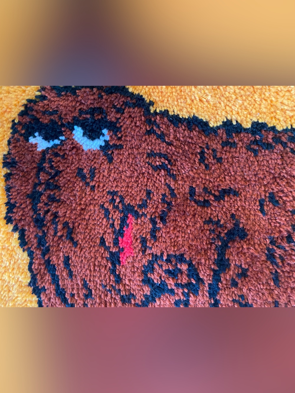 Handmade Vintage Latch Hook Rugs - Wall Hangings Sesame Street Snuffleupagus - Picture 3 of 3